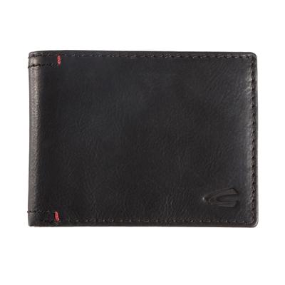 Geldbörse CAMEL ACTIVE "Salamanca", Herren, schwarz, Leder, clean, gepflegt, unifarben mit Farbeinsatz, Kleinlederwaren, Portemonnaie, Geldbeutel mit kontrastreichem Handstich-Detail