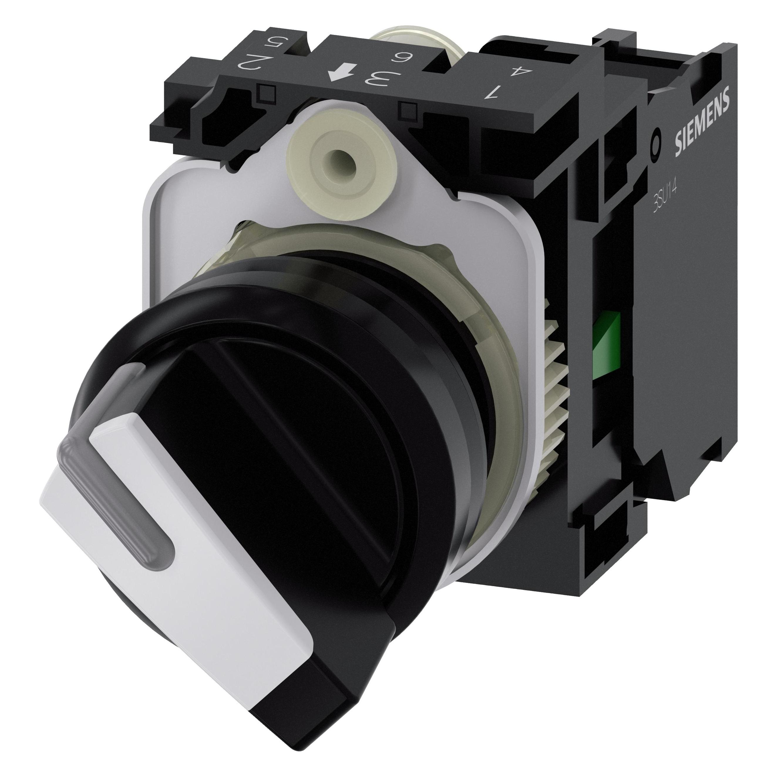 Siemens Selector switch, 22mm, black, white (3SU1100-2BF60-1BA0)