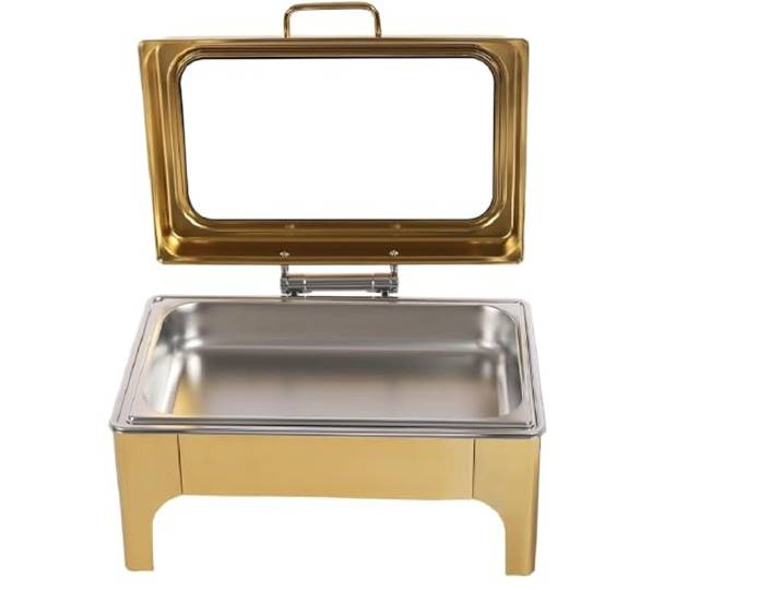 Rechteckiger Chafing Dishes Speisenwärmer Buffetserver Speisenwärmer Wärmekonservierender Chafing Dish for den Herd mit Glasabdeckung