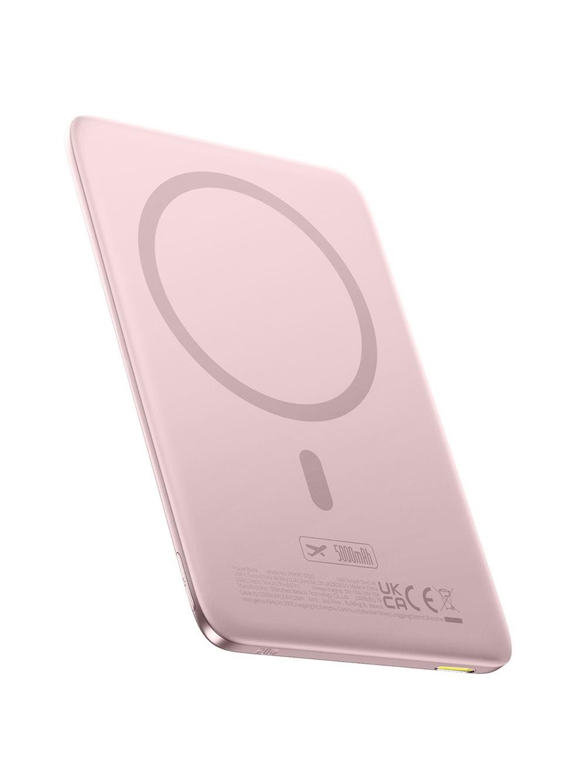 Baseus PicoGo AM41 5000mAh 20W Ultra-Slim Power Bank MagSafe Compatible with Simple USB-C 60W 30cm Cable - Pink - 5 Ah