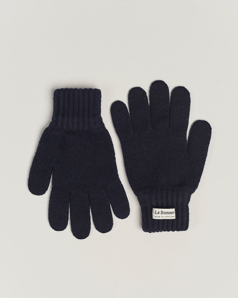 Le Bonnet Merino Wool Gloves Midnight men L Blå