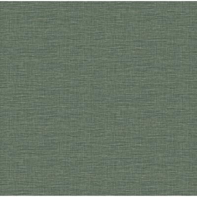A-Street Prints Lela Green Faux Linen Wallpaper