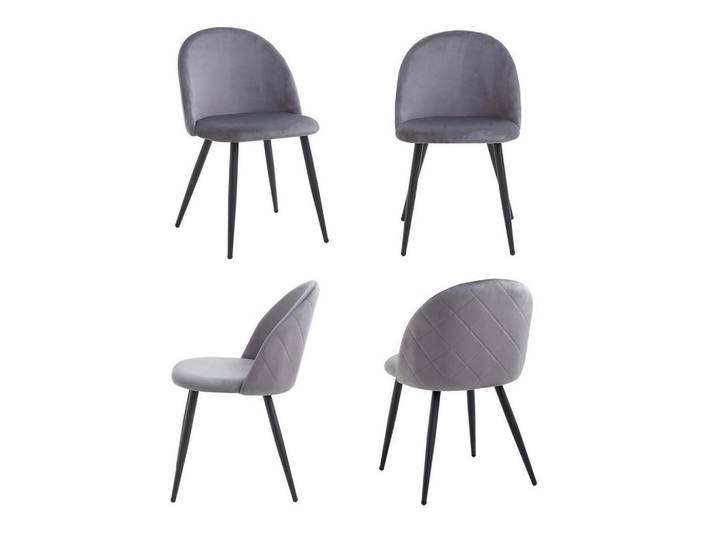 Esszimmerstuhl 4er-Set Samt Grau Metallbeine, 43x80x47.5 cm, Esszimmer, Stühle