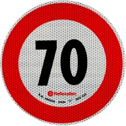 Reflektierender Aufkleber LAMP Geschwindigkeitsbegrenzung 70 km/h Schild B-33