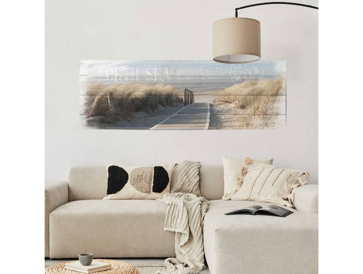 Poster Dunes de la mer du Nord Matériau : Papier Motif : Eau, plages & mers Beige/Beige 53 x 158 x 0cm