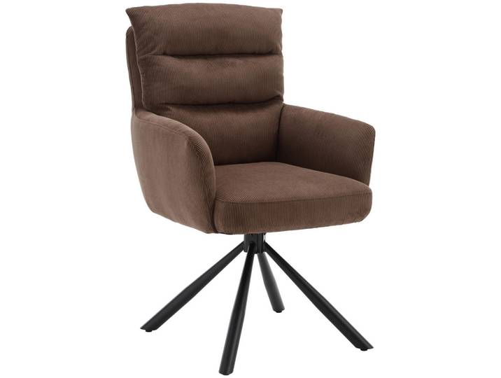 Boxxx Armlehnstuhl, Braun, Schwarz, eckig, 58x94x67 cm, Stoffauswahl, Sitzfläche 180° drehbar, automatische Rückholfunktion, Esszimmer, Stühle, Esszimmerstühle, Armlehnenstühle