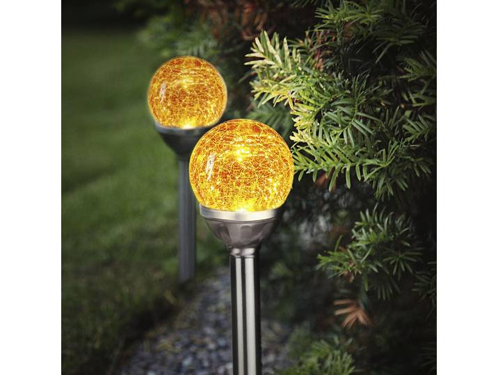 Solarleuchten Roma BUVTEC 2er Set, chrom/amber