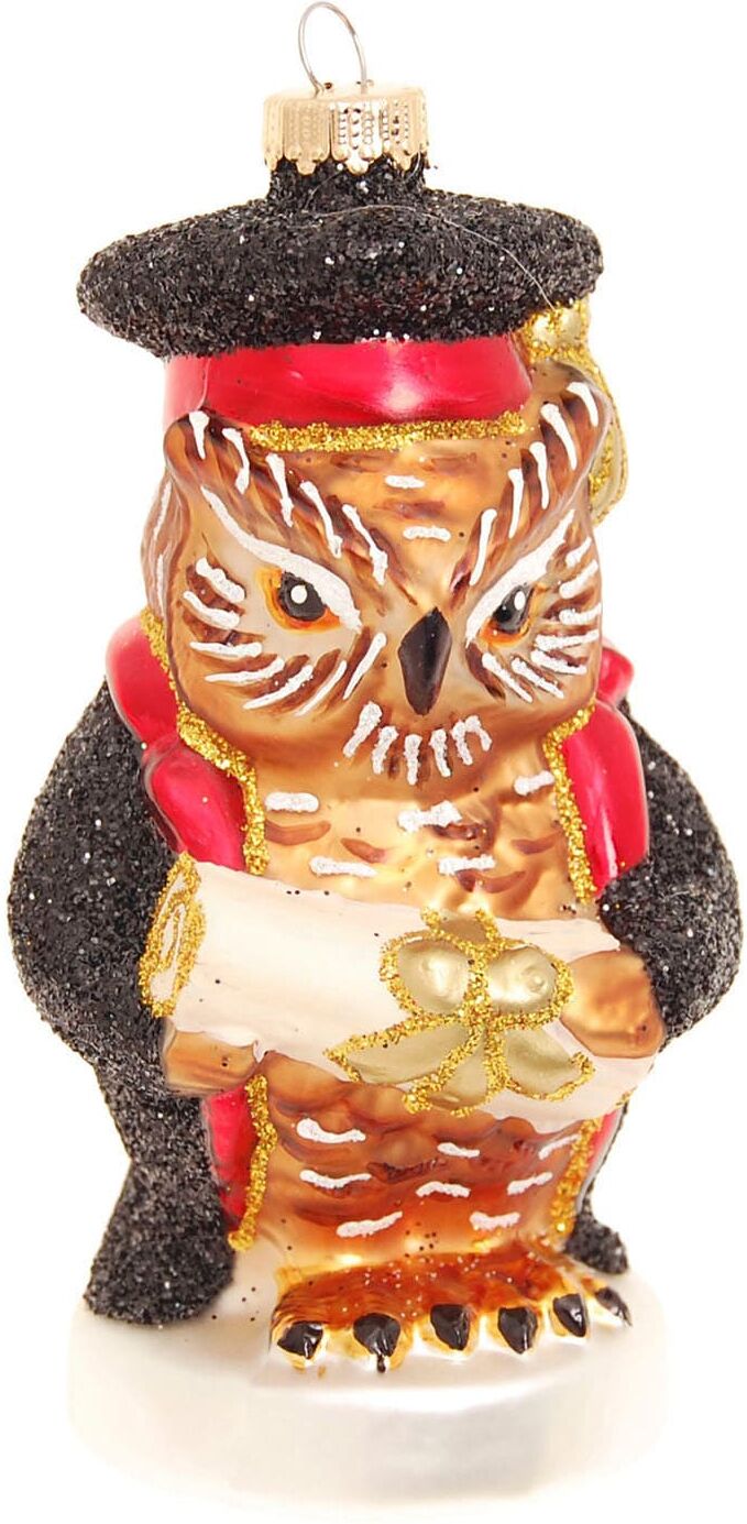 Christbaumschmuck KREBS GLAS LAUSCHA "Glasornament Eule "Universitätsprofessor", Höhe ca. 11 cm", bunt, Glas, Weihnachtsbaumschmuck, Christbaumschmuck, Weihnachtsdeko, Weihnachtsbaumkugel, Christbaumkugeln aus Glas