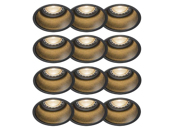 Lot de 12 spots encastrés modernes noirs - Dept