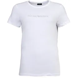 EMPORIO ARMANI Damen T-Shirt, Rundhals - ESSENTIAL COTTON, Regular Fit, Logo Weiß / M