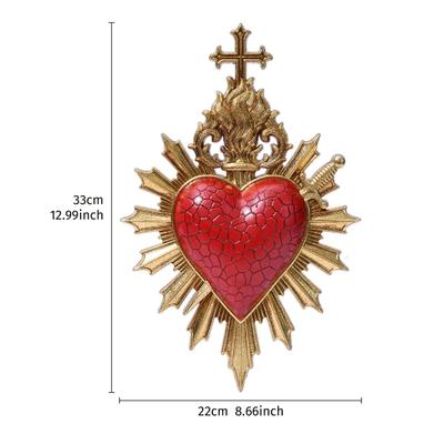 Inspired Living Black Gold Sacred Heart Wall Decor Resin Hanging Ornament gold