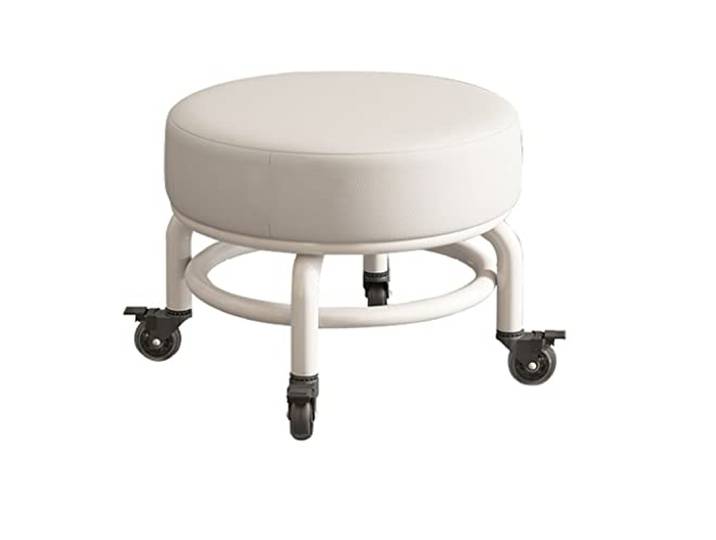 JFGCTYHXY Hocker mit Rollen, Tragkraft 444 Pfund, kurzer Rollfußhocker mit universellen Lenkrollen(White)