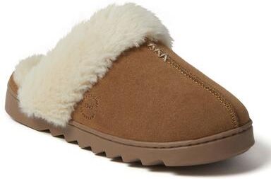 Women's Helena Genuine Suede Scuff by Dearfoams in Chestnut (Size 9 M)