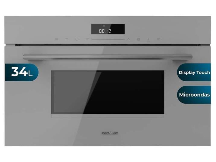 Cecotec Micro-ondes encastrable 60 cm Bolero Hexa MW703800\, couleur gris verre. 1450W\, capacité de 34 litres\, fonction micro-ondes\, mode grill