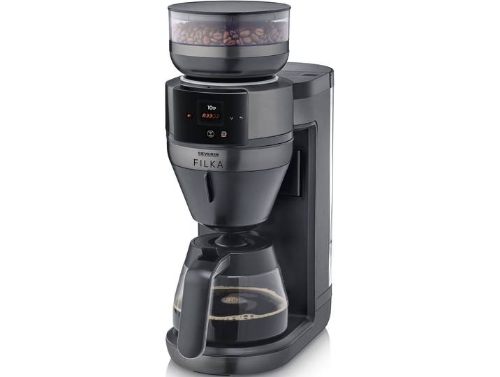 SEVERIN Kaffeemaschine mit Mahlwerk KA 4854 FILKA (2. Generation), Filterkaffee-Vollautomat , schwarz (schwarz inox, mattschwarz), 1,4 l, 10, Kaffeemaschinen, mit Glaskanne, Kaffeemaschine mit Mahlwerk