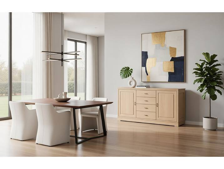 Enfilade lisse - Type A 161 x 87 x 46cm Beige/Marron/Pin clair