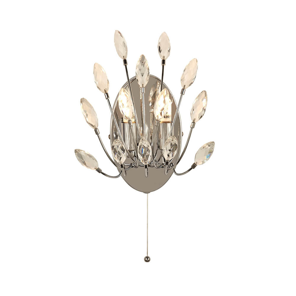 Searchlight Peacock Wandlamp met Kristal en Chroom