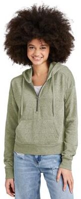 District DT1311 Women's Perfect Tri Fleece 1/2-Zip Pullover T-Shirt in Military Green Frost size XXL