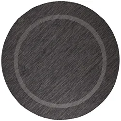 Balkonteppich Einfarbig Wetterfest Waschbar Strapazierfähig Terrasse Garten Rund Schwarz 200x200 cm – ALSTER von Kadima Design