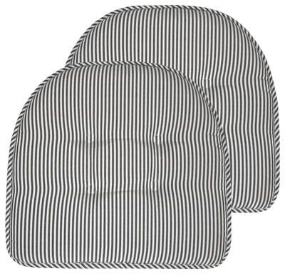 "Sweet Home Collection Pinstripe U-Shaped Memory Foam Chair Cushions 17"" x 16"""