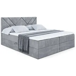 BOXBETT mit Matratze H4 und Lattenrost - BARWA - 200 x 200 - H4 - Grau