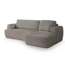 ECKSOFA SENTI N R-S Hellgrau Boucle-Stoff mit Schlaffunktion
