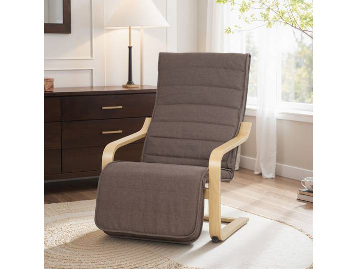 HOMCOM Fauteuil Salon Réglable Lin Synthétique Marron 66,5x94x100cm