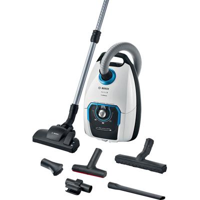 BOSCH Bodenstaubsauger "Serie 8 ProSilence BGB75XSIL, Hygiene-Filter, 10 Jahre Motorgarantie", weiß, B:32cm H:27,5cm T:48cm, Bodenstaubsauger, Hartbodendüse, XXL-Polsterdüse, langes Kabel, leise, weiß