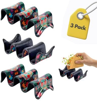 Prepara Melamine Taco Holder 3 Pack Coastal Stripes Holds Tacos Upright