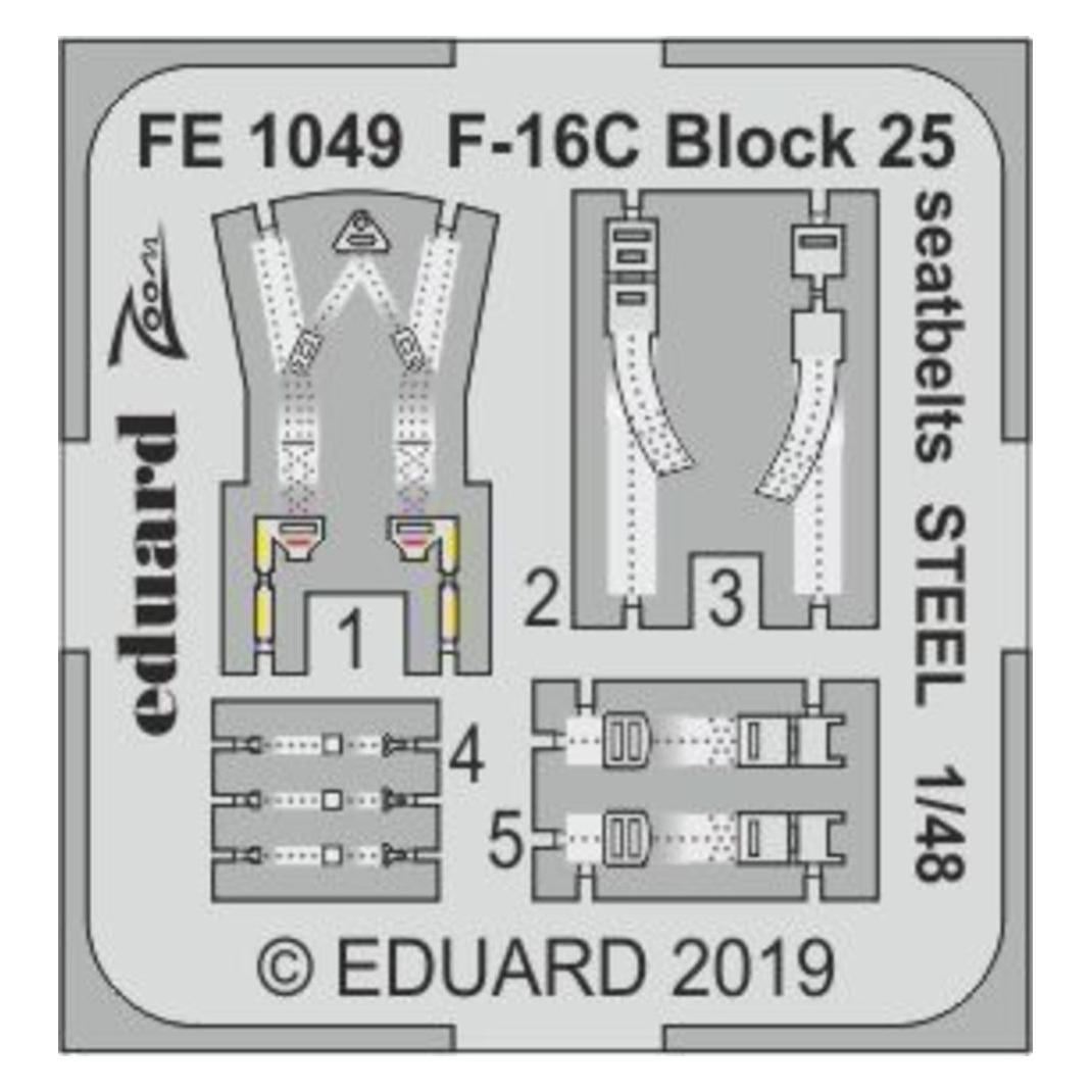 Eduard F-16C Block 25 seatbelts STEEL for Tamiya (FE1049)