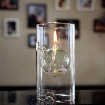Lush Living Finds Vintage Glass Oil Lamp Transparent Glass Candlestick With Interior Light Chamber, Decorative Candle Holder For Home transparent