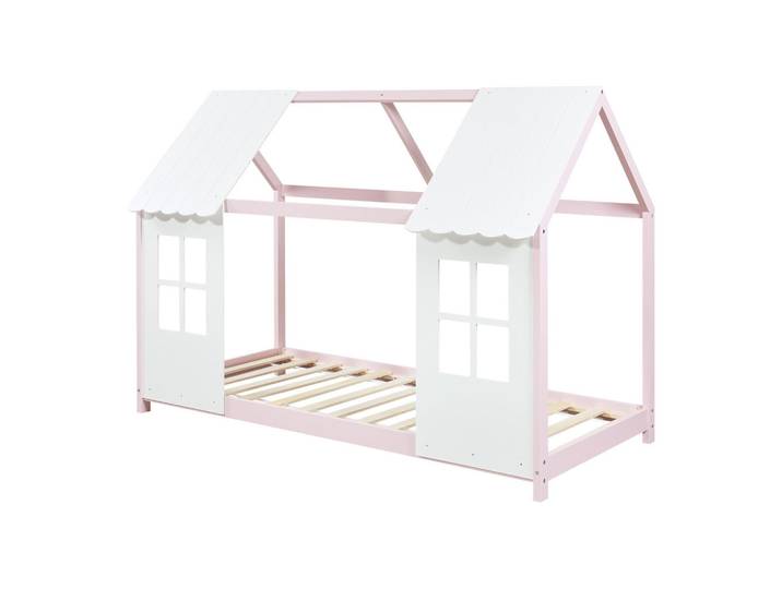 [en.casa] Hausbett Tostedt, Hellrosa, Weiß, Holz, Kiefer, 90x200 cm, Baby- und Kindermöbel, Kinderzimmer & Jugendzimmer, Kinderbetten, Hausbetten