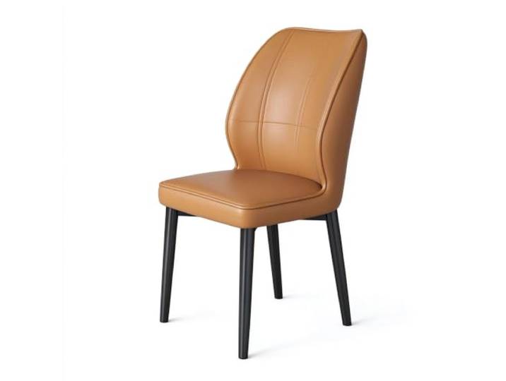 Minimalistischer Esszimmer-Akzentstuhl, Stuhl aus PU-Leder PU-Leder, dichtes Rückprallkissen, solide Stütze aus Kohlenstoffstahl, ideal for gewerbliche Cafés(Brown,1ps)