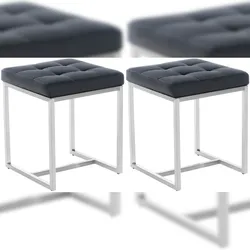 CLP 2er Set Edelstahl Sitzhocker Barci schwarz