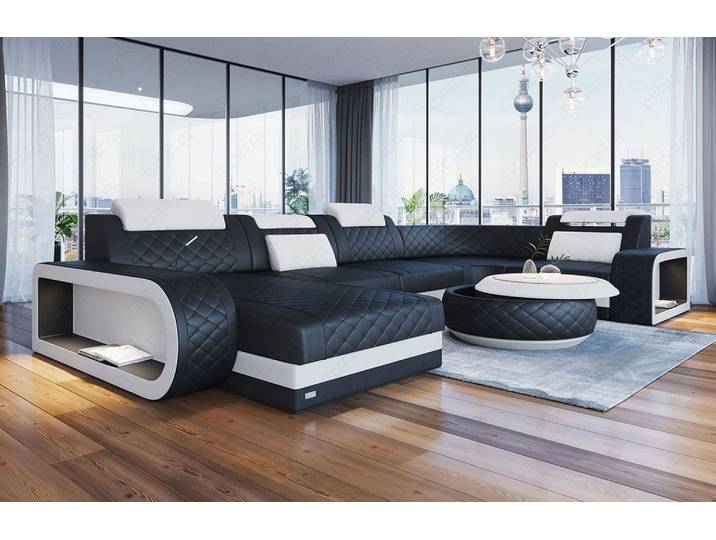 Mini Wohnlandschaft Berlin U-Form aus Leder