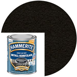 Hammerite Rostschutzfarbe Metall-Schutzlack, 3in1, Hammerschlag, schwarz, glänzend, 0,75l