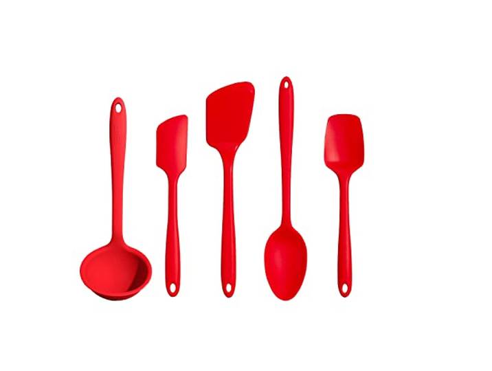 GIR: Get It Right – 5-teiliges Silikonutensilien-Set – Schöpflöffel, Pfannenwender, Wender, Löffel und Löffel – antihaftbeschichtet, hitzebeständig und spülmaschinenfest – rote