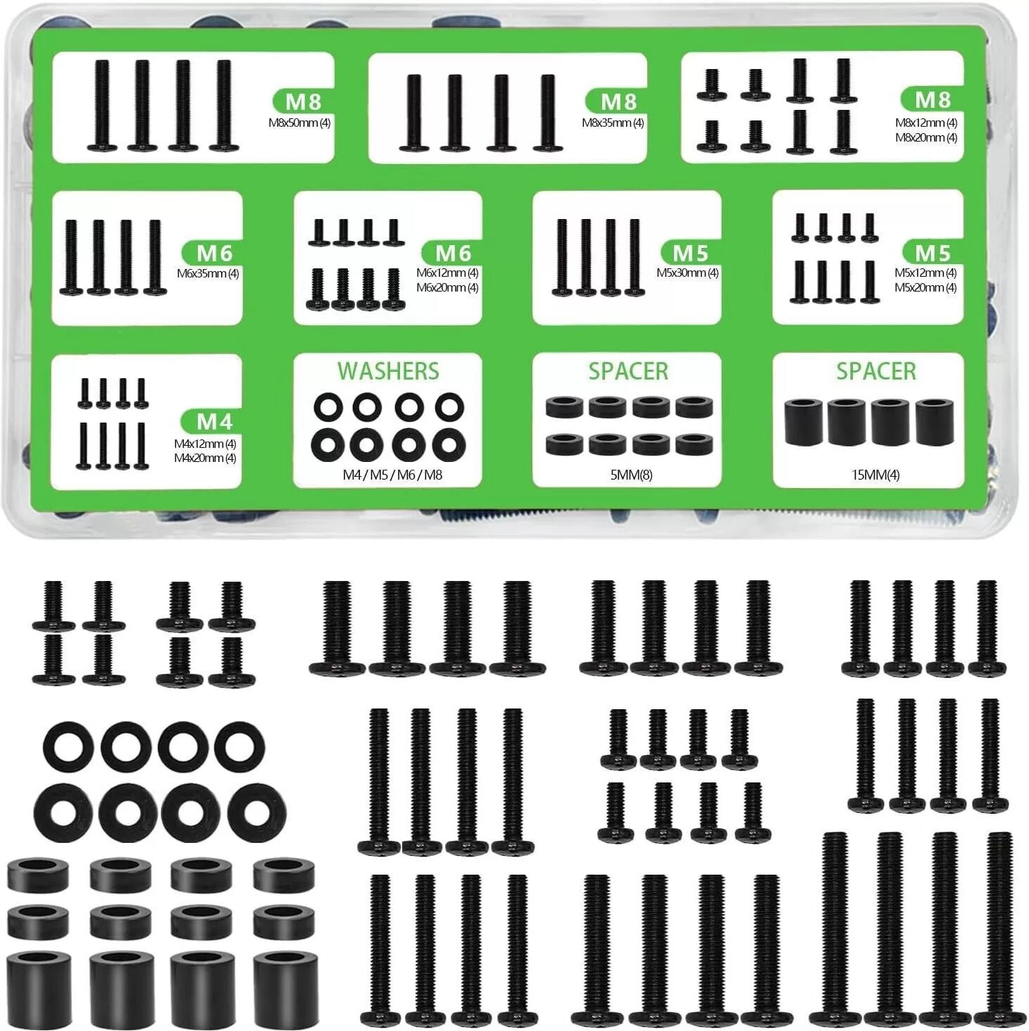 INF Kit de 68 vis de fixation murale TV - Universel M4 M5 M8 pour support