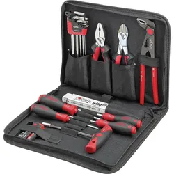 Werkzeug-Set Wiha® Schraubendreher, Kombizange, Seitenschneider, Wasserpumpenzange, 33-teilig, mit Werkzeugmappe