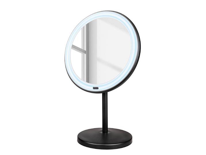 Miroir de maquillage sur pied LED Onno 20 x 34 x 14cm Noir Socle : acier Cadre : plastique ABS 20 x 34 x 14cm