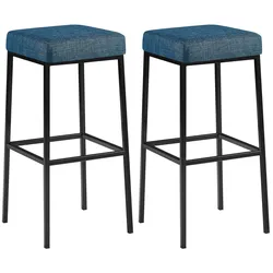CLP 2er Set Barhocker Montreal I Gepolsterte Barstühle mit Stoffbezügen I Tresenhocker mit Metallgestellen
