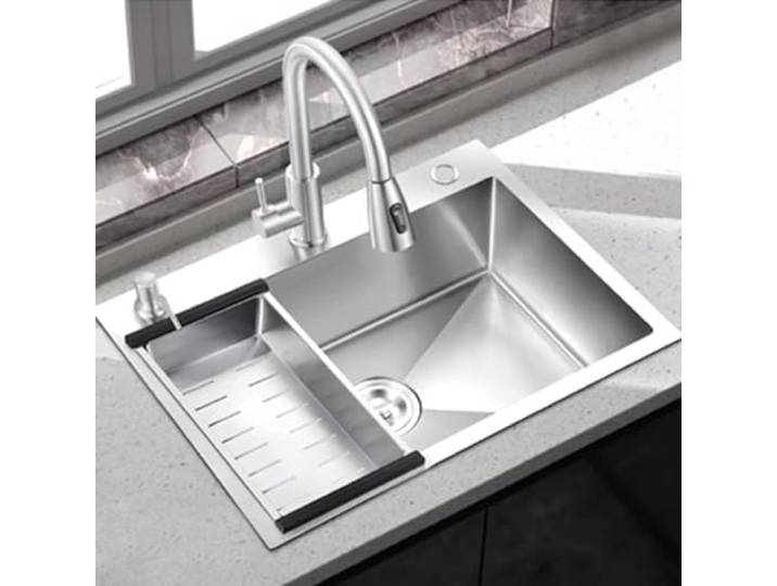 ZQFHSX Einbauspüle aus Edelstahl, 1 Becken, mit Armatur, rechteckige Spüle, große Unterbauspüle für Bar und Wohnmobil