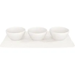 Manufacture Rock Blanc Saucen- und Abtropfschalen mit Tablett 4 El.