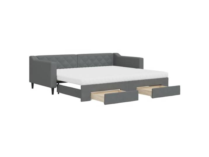 vidaXL Tagesbett Ausziehbar mit Schubladen Dunkelgrau 90x200 cm Stoff