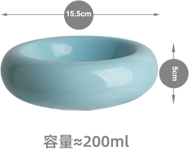 Inspire Picks Donut Shaped Ceramic Cat Bowl With Non Slip Anti Tip Design black