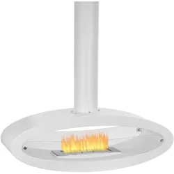 Moritz Ethanol Kamin hängend Weiß – Deckenkamin 186,5 x 112 x 43 cm – 2,5 Liter Bioethanol Kamin mit Echtfeuer – Moderner Designkamin – 28,8 kg