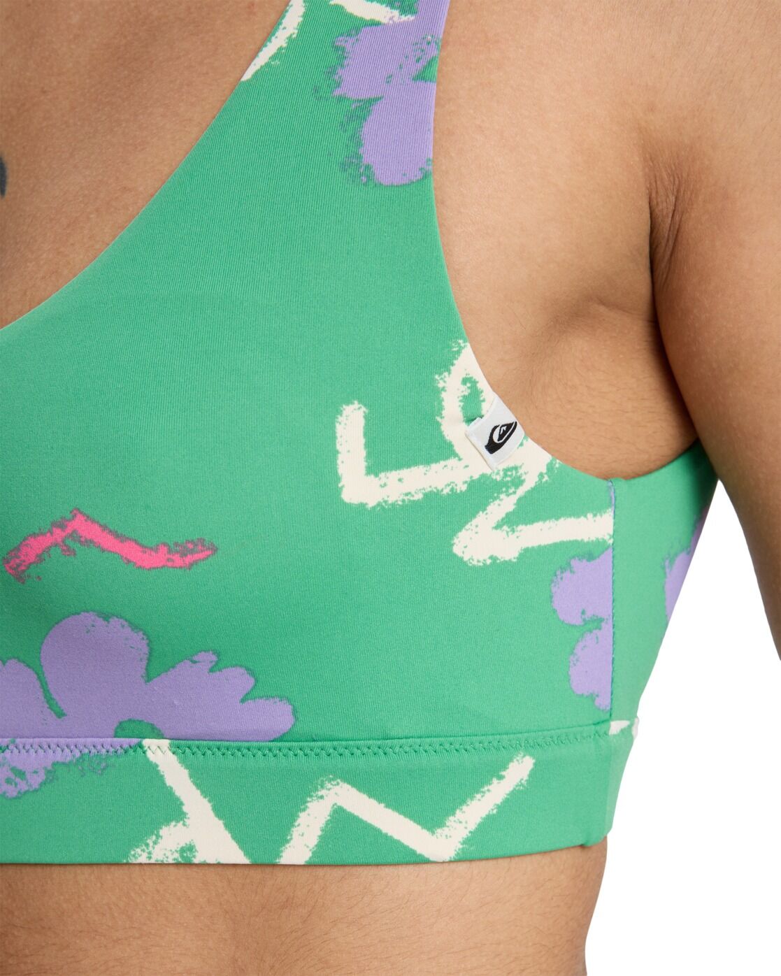 Bustier-Bikini-Top QUIKSILVER "Riva", Damen, Gr. S, bunt (leprechaun street floral 32), Obermaterial: 87% Nylon, 13% Elasthan., Bikini-Oberteile Bustier-Bikini-Top