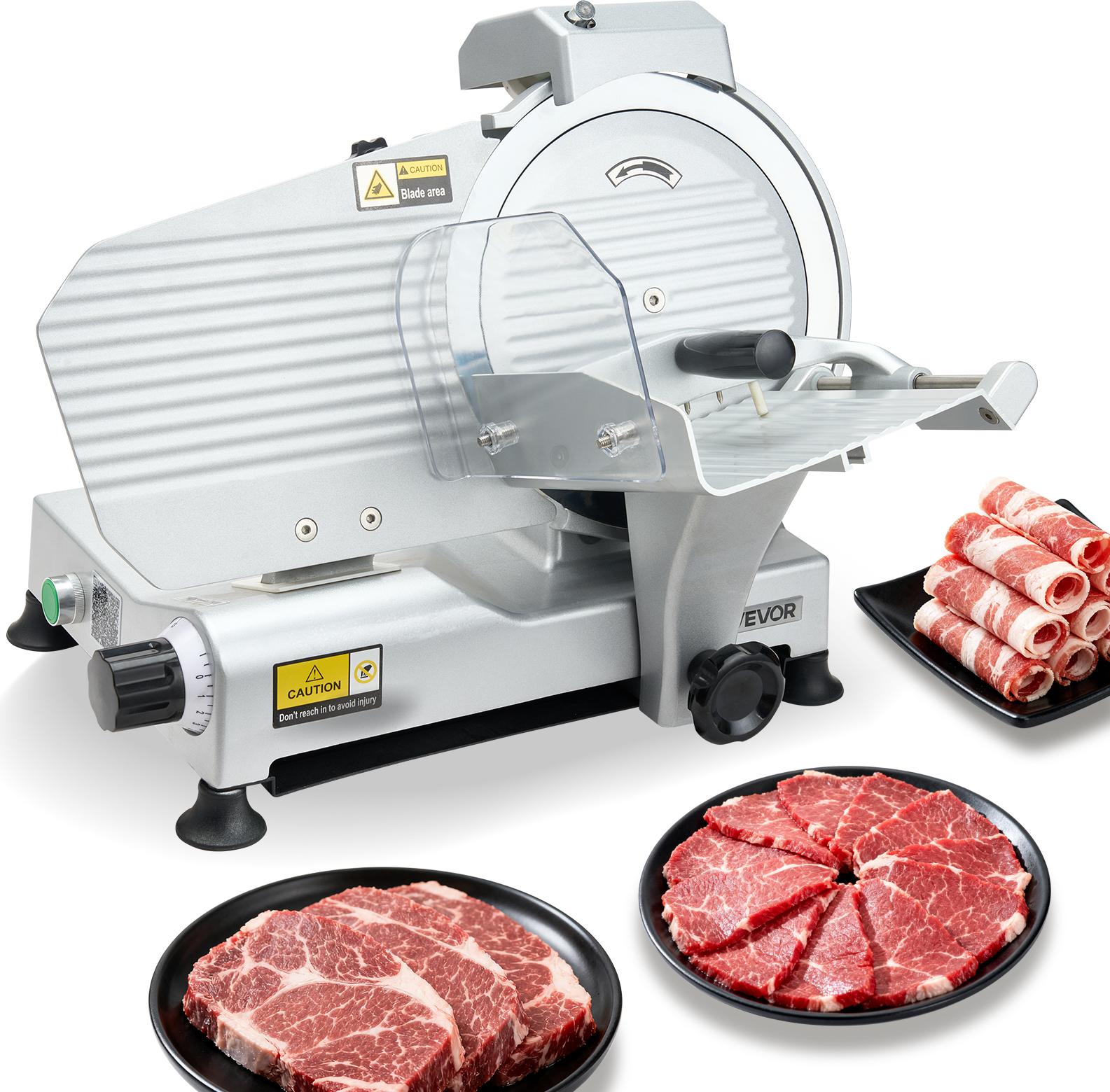 VEVOR Allesschneider Fleischschneider 320 W elektrische Aufschnittmaschine mit 25 cm Klinge, Fleischschneidemaschine mit 0-10 mm einstellbarer Dicke, für gefrorenes Fleisch Schinken Prime Steak