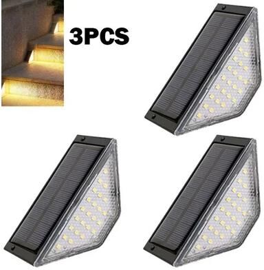Uplift Picks Solar Triangle Step Lights For Waterproof Outdoor Stair Pathway Illumination Decor 3 Pcs warm Light