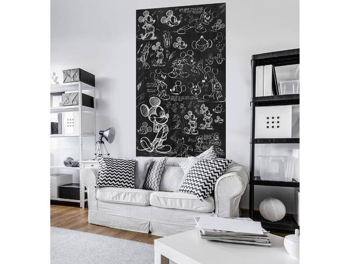 home24 Fotobehang Mickey Chalkboard 120 x 200cm meerdere kleuren
